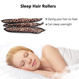 BERON 40 Pieces Night Sleep Hair Rollers Curlers Pillow Hair Rollers Curlers DIY Hair Styling Tools Magic Hair Rollers (40PCS, Leopard)