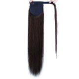SEGO Ponytail Extension Human Hair Pony Tails Hair Extensions Wrap Around Ponytail Hair Extensions 100% Real Remy Hair With Magic Paste Long Straight For Women Medium Brown #04 18 Inch 90g