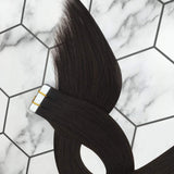 Tape in Hair Extensions Glue on Hair #2 Darkest Brown Hair for Fashion Woman 100 Remy Human Hair 20inch 20pcs/40g Kmorebi Hair