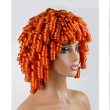 Orange Copper Short Curly Full Wigs for Black Women Andromeda Soft Afro Curly Heat Resistant Synthetic Fiber Hair Wigs for African American Black Women (Orange Copper)