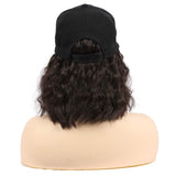 CHRSHN Hat Wig Short Wave Baseball Cap Wig with Curly Hair Extensions Synthetic Wave Wig Hat for Women Adjustable Brown Black Baseball Hat