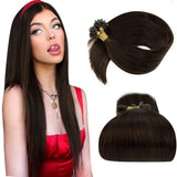 Hair Extensions U Tips Brown LaaVoo Natural Human Hair Utip Brown Hair Extensions Prebonded Keratin U Tips Human Hair Extensions Dark Brown Utip Fusion Hair Extensions Hot Fusion 1g/s 50g 16"