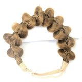 DIGUAN Kinky Gourd Synthetic Hair Braided Headband Classic Chunky Wide Plaited Braids Elastic Stretch Hairpiece Women Girl Beauty accessory Mia, 60g(8-Caramel Brown)