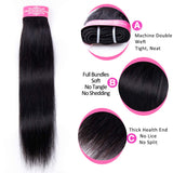 10a Brazilian Hair Bundles with Closure Straight Human Hair Bundles with Closure (12 14 16+10) 3 Pcs Weave Hair Human Bundles with Closure 70g/Bundle Short Bob Human Hair
