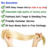 16" Clip in Human Hair Extensions Double Weft Hair Extensions 8 Pieces 18 Clips Straight Hairpieces(Platinum Blonde)