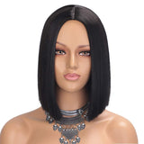 Juziviee Short Hair Wigs for Women, 12'' Cute Black Bob Hair Wig, Natural Looking Soft Synthetic Full Wigs for Daily Party Cosplay AD015BK