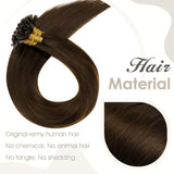 Hair Extensions U Tips Brown LaaVoo Natural Human Hair Utip Brown Hair Extensions Prebonded Keratin U Tips Human Hair Extensions Dark Brown Utip Fusion Hair Extensions Hot Fusion 1g/s 50g 16"