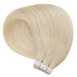 Hetto 14 Inch Remy Tape in Hair Extensions Blonde Hair Extensions Skin Weft Tape in Real Hair Extensions Human Hair #60 Platinum Blonde 40 Pieces 80 Grams