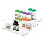 mDesign Plastic Bathroom Storage Organizer Shelf for Cabinet, Vanity, Countertop - Holds Vitamins, Supplements, Medicine Bottles, Essential Oils, Nail Polish, Cosmetics - 4 Levels, 2 Pack - Clear