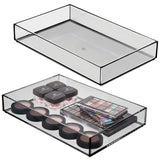 mDesign Wide Makeup Organizer for Bathroom Drawers, Vanity, Countertop - Storage Bins for Makeup Brushes, Eyeshadow Palettes, Lipstick, Lip Gloss, Blush, Concealers - 2 Pack, 12