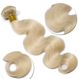 S-noilite 7A Grade Brazilian Virgin Body Wavy Human Hair Bundles Body Weave Human Hair Extensions for Women Thicker Silky Soft Blonde Hair Total 1 Bundle/100g (18 Inch #60 Platinum Blonde)