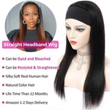 Straight Headband Wig Human Hair Wigs for Black Women Glueless None Lace Front Wigs Headband Half Wig Human Hair 10A Brazilian Virgin Hair Machine Made Headband Wig 150% Density 20 Inch