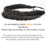 DIGUAN Wide Fishtail 2 Strands Synthetic Hair Braided Headband Classic Chunky Plaited Braids Elastic Stretch Hairpiece Women Girl Beauty accessory,59g Bohemian (#Deep Brown)