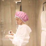 6 Pieces Woman Shower Caps Waterproof Bath Cap Double-layer Bath Hat Bathing Shower Caps for Women to Cover Long and Thick Hair