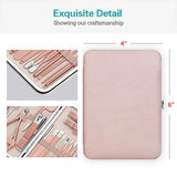 Manicure Pedicure Kit Nail Clippers Set High Quality Fingernails & Toenails Vibrissac Scissor 18 Pieces Best Care Grooming Tools for Man & Women Gift with Travel Case (Pink_18in1)