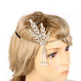 1920's Flapper Headband Great Gatsby Leaf Medallion Pearl Headpiece Bridal Tiara Hair Accessories