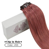 [New]Moresoo Clip in Hair Extensions Human Hair 18 Inch Clip in Remy Hair Extensions Color #35 Rose Gold Clip Hair Extensions 7PCS 100G Full Head Set Hair Extenisons Clip on