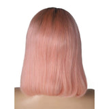 10 Inch Pink Bob Wig Human Hair 13x4 Lace Front Bob Wigs Natutal Hairline with Baby Hair Middle Part Short Straight Colored Bob Cut 180% Density Full Ends