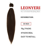 8 Packs Pre Stretched Braiding Hair Ombre Professional Prestretched Synthetic Braiding Hair For Women Hot Water Setting (30Inch, 4#)