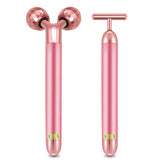 Face Massager Roller Electric Beauty Bar 24k Golden Sonic Energy T Shape 3D Roller 2 In 1 Face Massager Kit Instant Face Lift Anti Wrinkles Skin Tightening Face Firming
