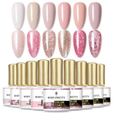 BORN PRETTY Gel Nail Polish Kit 12 Colors - Popular Nude Pink Colors Gel Collection Pure UV Nail Gel Colors Manicure Set 10ML