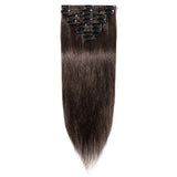 Clip in Remy Human Hair Extensions 10"-24" Grade 7A Quality Full Head 8pcs 18clips Long Soft Silky Straight for Beauty Fashion 120g 24" / 24 inch #2 Dark Brown
