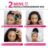 Headband Wig for Black Women Human Hair Body Wave Headband Wigs 150% Density Non Wigs Natural Black Color(12 Inch, Headband Wig)