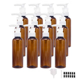 12 Pack 3.38OZ(100ML) Empty Plastic Pump Lotion Bottles With 1 Pen, Labels & 4 Funnels, Refillable Travel Lotion Pump Bottles For Body Wash, Shampoo, Massage Lotion, Gel by ZMYBCPACK (Amber)