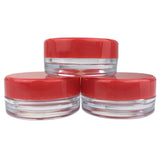 (Quantity: 500 Pieces) Beauticom 3G/3ML Round Clear Jars with RED Lids for Scrubs, Oils, Toner, Salves, Creams, Lotions, Makeup Samples, Lip Balms - BPA Free