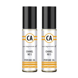 CA Perfume Impression of No 5 for Woman Fragrance Body Oils Alcohol-Free Essential Aromatherapy Sample Travel Size Roll-On 0.3 Fl Oz/10 ml X2