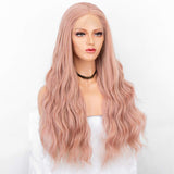 Persephone Long Pink Lace Front Wig with Natural Hairline Cosplay Synthetic Wavy Wigs for Women 22 Inches Heat Resistant