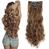 7Pcs 16 Clips 23"-24" Thick Curly Straight Full Head Clip in on Double Weft Hair Extensions