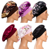 6 Pack Satin Sleep Cap for Women Soft Elastic Wide Band Hat Night Sleeping Head Cover for Good Sleeping (Normal Size)