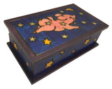 Flying Pig Secret Box Polish Handmade Linden Wood Keepsake Secret Opening Jewelry Box