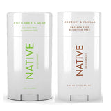 Native Deodorant - Natural Deodorant For Women and Men - 2 Pack - Aluminum Free, Free of Parabens - Contains Probiotics - Coconut & Vanilla And Cucumber & Mint