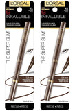 L'Oreal Paris Makeup Infallible Super Slim Long-Lasting Liquid Eyeliner, Ultra-Fine Felt Tip, Quick Drying Formula, Glides on Smoothly, Brown, Pack of 2