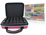 Essential Oils Carrying Case - Hard Shell Travel Case Perfect for Essential Oil Storage - Comes with Labels, Foam Insert, Carrying Handle (30 Bottles, Pink)