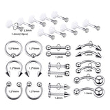Stuppendux Disposable Stainless Steel 52pcs Body Piercing Kit 16G 14G (Belly Button,Tongue, Eyebrow, Nipple, Lip, Nose, Chin) Gauge Piercing Needles