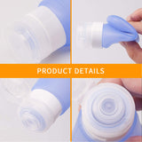 3oz / 90ml Refillable Travel Bottles Set Squeezable Silicon Tubes Leak Proof Travel Accessories for Shampoo Liquids - Set of 8