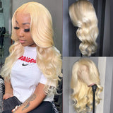 613 Lace Front Wig Blonde Body Wave Human Hair Wigs for Black Women T Part Lace Wigs with Baby Hair Pre Plucked 150% Density Brazilian Blonde Human Hair (10inch, Body Wave Wig)