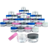 Beauticom 48 Pieces 20 Gram 20ml Empty Jars Small Plastic Round Clear containers fit Lip Balm, Cosmetic, Lotion, Pot, Food, BPA Free.