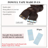Tape in Hair Extensions 100% Remy Human Hair Tape on 12''-24'' Double Side Tape Seamless Skin Weft Long Straight 40pcs Wavy #2 Dark Brown 18 Inch 100 Gram