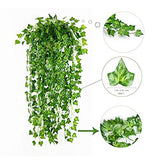 DearHouse 12 Strands Artificial Ivy Leaf Plants Vine Hanging Garland Fake Foliage Flowers