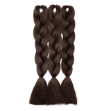 24 Inch Jumbo Braids Hair Extensions High Temperature Synthetic Hair African Rainbow Box Braiding Hair for Senegal Twist 100g/pack Medium Brown 3 Packs