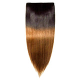 Feelgrace Clip in Hair Extensions Straight Hair for Women, 1B/30 Real Human Hair Double Weft Thick to Ends Clips ins Hair Extension, 1B/Brown Clip in Straight Hair Extension (18 inches)