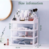 Makeup Organizer with 3 Drawers, Vanity Countertop Storage for Cosmetics, Brushes, Nail Lipstick and Jewelry (White)