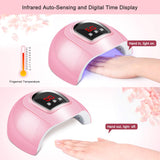 UV LED Nail Lamp 54W, Senignol Nail Dryer Gel Polish Light, UV Nail Light with 3 Timer Setting, Nail Polish Curing Gel LED Dryer, Including Nail Art Tools Set, Automatic Sensor, LCD Display (Pink)