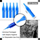 Tattoo Needles & Tips Set, ATOMUS 50pcs Disposable Mixed Tattoo Needles + 50pcs Assorted Sterilized Tattoo Needles Tips, 5pcs of each-3rl 5rl 7rl 9rl 3rs 5rs 7rs 9rs 5m1 7m1 3RT 5RT 7RT 9RT 3DT 5DT