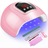 UV LED Nail Lamp 54W, Senignol Nail Dryer Gel Polish Light, UV Nail Light with 3 Timer Setting, Nail Polish Curing Gel LED Dryer, Including Nail Art Tools Set, Automatic Sensor, LCD Display (Pink)