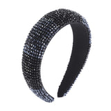 Rhinestone Padded Headband Crystal Hairband - Handmade Crystal Headband Padded Rhinestone Hair Hoop Bejewelled Statement Headband for Women Wedding Parties Headdress (Black)